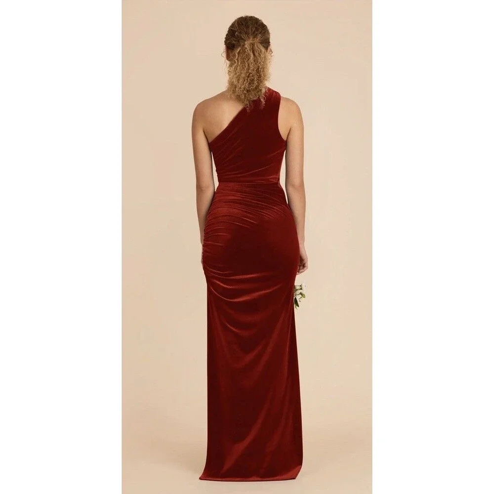 Birdy Grey Claudia Bridesmaid Dress Velvet Burnt Orange Maxi Size Large